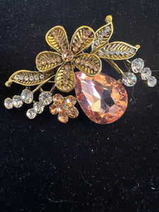 VICTORIAN PEACH BLING  GEM BROOCH