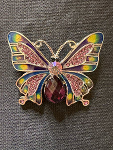 BUTTERFLY MULTI COLOR ENAMEL AND GEM BROOCH