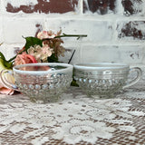 SET OF 2 VINTAGE MOONSTONE OPALESCENT HOBNAIL TEACUPS - 4 SETS AVAILABLE