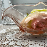 PINK DEPRESSION ETCHED FLORAL BASKET ON FEET