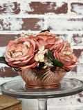 SWIRL SCALLOPED PINK DEPRESSION GLASS BOWL WITH BOTTOM TRIM
