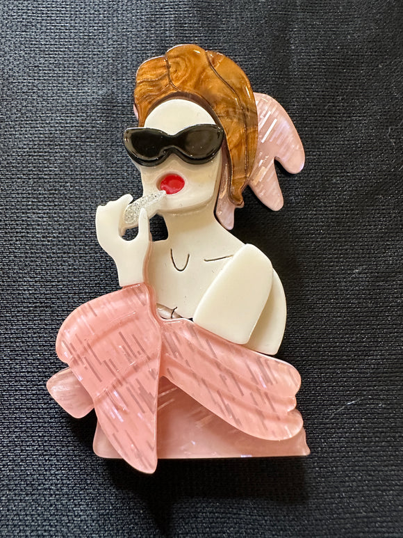 PINK LADY ACRYLIC BROOCH