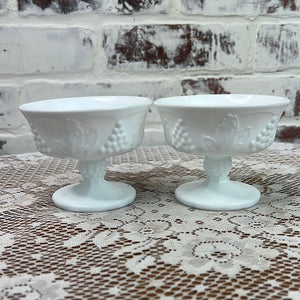 PAIR OF MILK GLASS CUSTARD CUPS - 4 SETS AVAILABLE