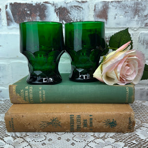 ANCHOR HOCKING GREEN GEORGIAN TUBLER SET VINTAGE