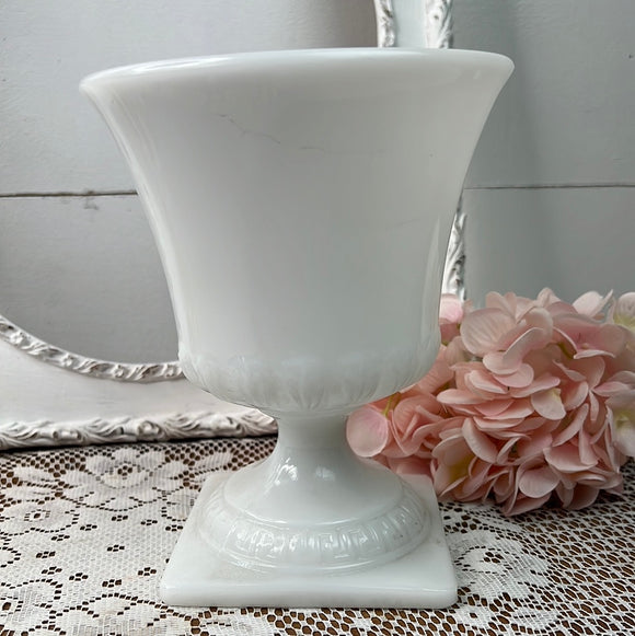 MILK GLASS DETAILED GOBLET COMPOTE ON PEDESTAL