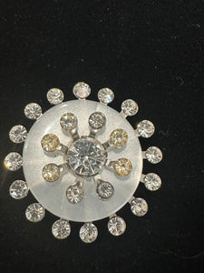 VINTAGE RHINESTONE AND PEARLESCENT ROUND BROOCH