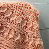 HANDMADE PINK  peach KNIT CIRCLE TABLECLOTH