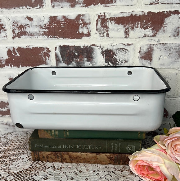 VINTAGE ENAMEL REFRIGERATOR MEAT BIN