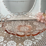 PINK DEPRESSION GLASS EYELET TRAY DISH