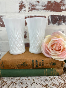 PAIR OF ANCHOR HOCKING MILK GLASS PINEAPPLE TUMBLERS - 3 SETS AVAILABLE