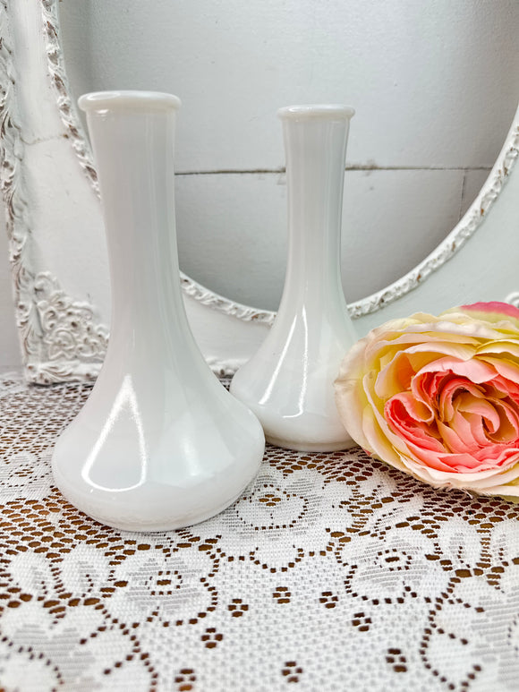 MILK GLASS BUD VASE - 2 AVAILABLE