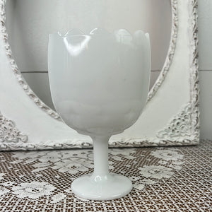 MILK GLASS SCALLOPED GOBLET LARGE CUP