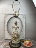 VICTORIAN WOMAN RUFFLE LARGE ORNATE LAMP