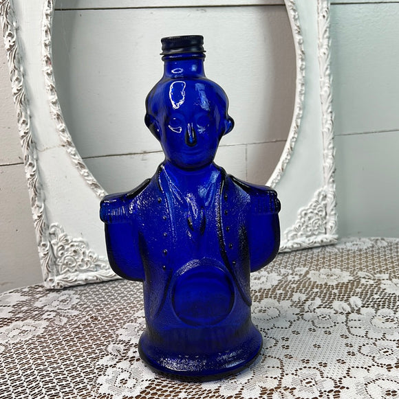 COBALT BLUE VICTORIAN MAN BOTTLE