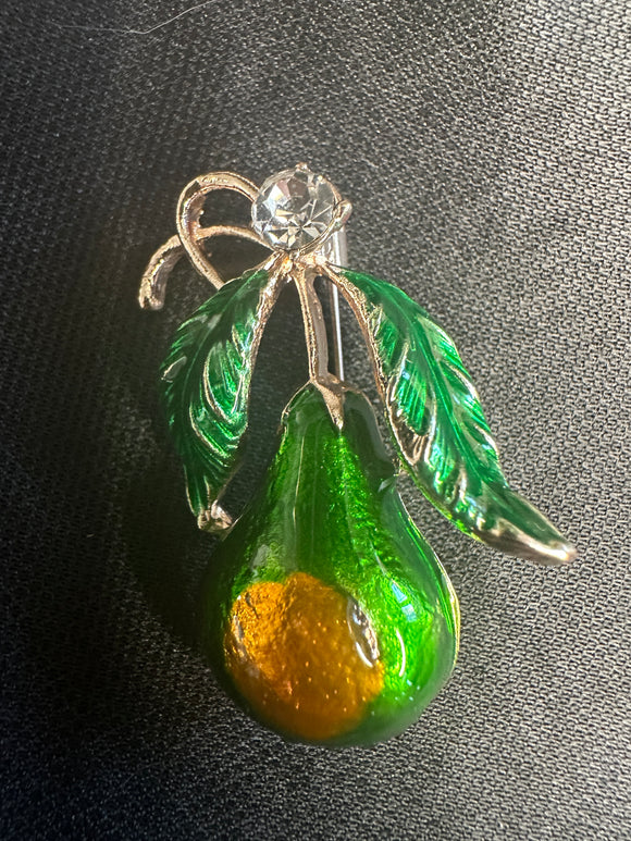 PEAR ENAMEL AND GEM BROOCH