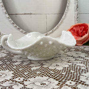 MILK GLASS HOBNAIL BON BON BOWL - 2 AVAILABLE