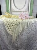 VINTAGE CROCHETED FABRIC SHAWL
