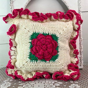 HANDMADE ROSE THROW PILLOW CROCHET