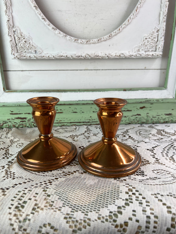 PAIR OF COPPER CANDLESTICK HOLDERS