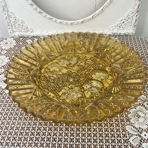 FEDERAL VINTAGE GLASS AMBER LARGE FRUIT PLATE