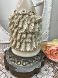 VICTORIAN WOMAN RUFFLE LARGE ORNATE LAMP