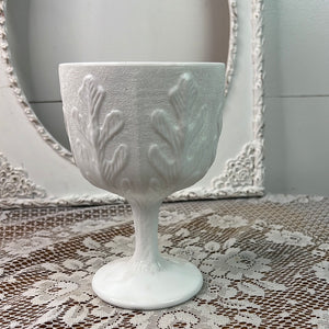 MILK GLASS CORAL GOBLET VASE