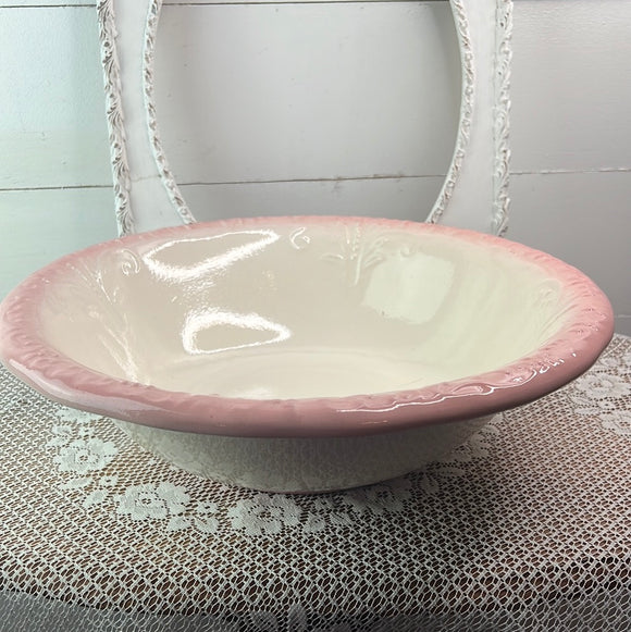 PINK SCROLLY LARGE FLORAL BASIN BOWL