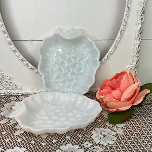 MILK GLASS GRAPE DISH - 2 AVAILABLE