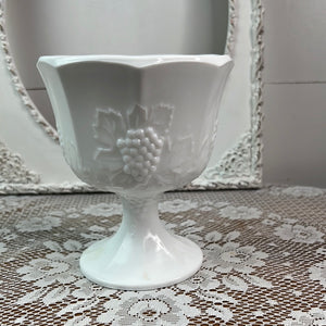 LARGE MILK GLASS GRAPE MOTIF CANDY BOWL - 3 AVAILABLE