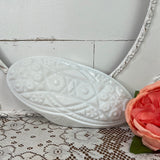 MILK GLASS DETAILED RARE RELISH DISH