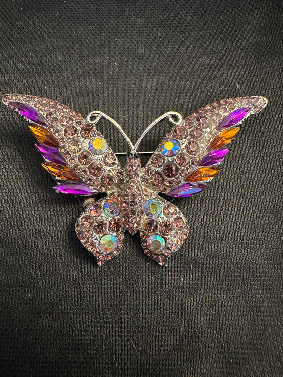 BUTTERFLY  ENAMEL AND GEM BROOCH