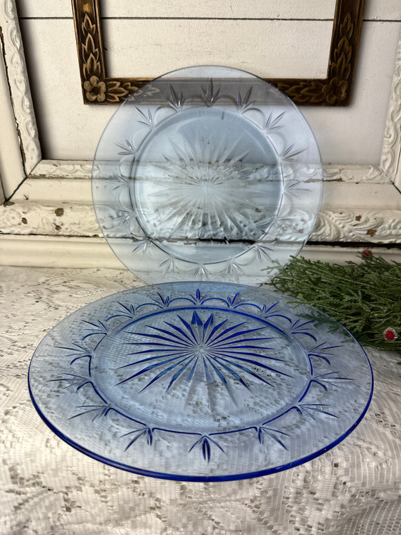 SET OF 2 AVON FOSTORIA AMERICAN BLUE DINNER PLATES - 3 SETS AVAILABLE