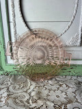 PINK DEPRESSION GLASS RARE PLATTER WITH HANDLES